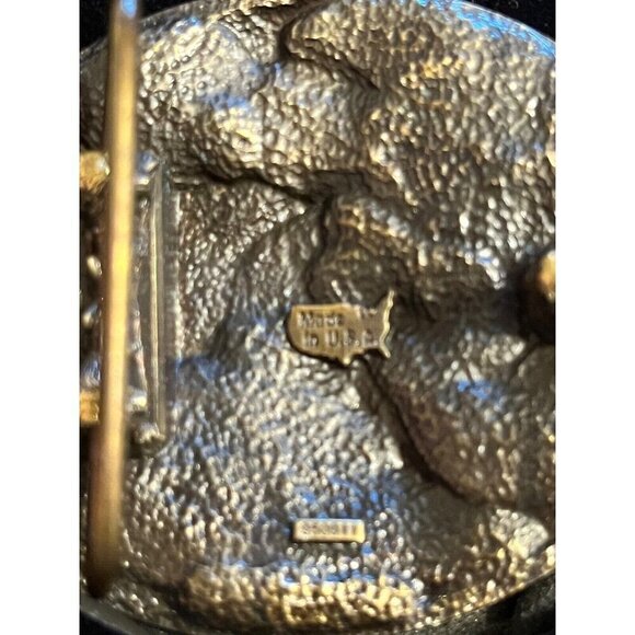 National Rifle Association NRA Golden Eagle Belt Buckle Brass Blue Enamel Vtg - Picture 6 of 10